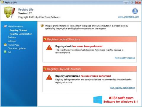 Petikan skrin Registry Life untuk Windows 8.1