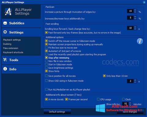 Petikan skrin ALLPlayer untuk Windows 8.1