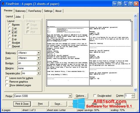 Petikan skrin FinePrint untuk Windows 8.1