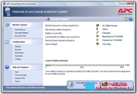 Petikan skrin PowerChute Personal Edition untuk Windows 8.1