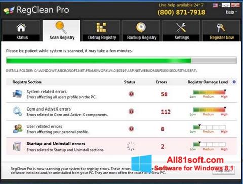 Petikan skrin RegClean Pro untuk Windows 8.1