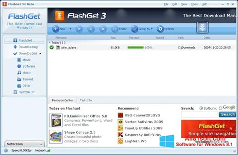 Petikan skrin FlashGet untuk Windows 8.1