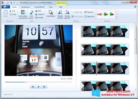 Petikan skrin Windows Live Movie Maker untuk Windows 8.1
