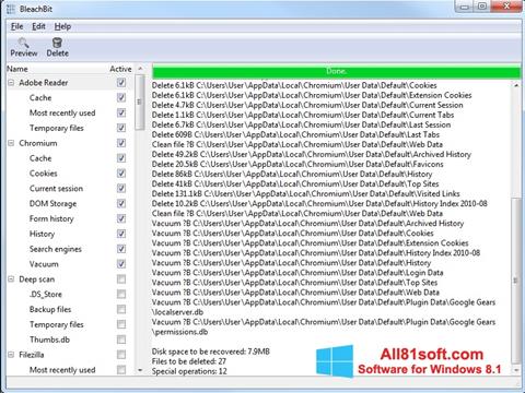 Petikan skrin BleachBit untuk Windows 8.1