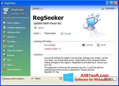 Petikan skrin RegSeeker untuk Windows 8.1
