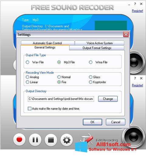 Petikan skrin Free Sound Recorder untuk Windows 8.1