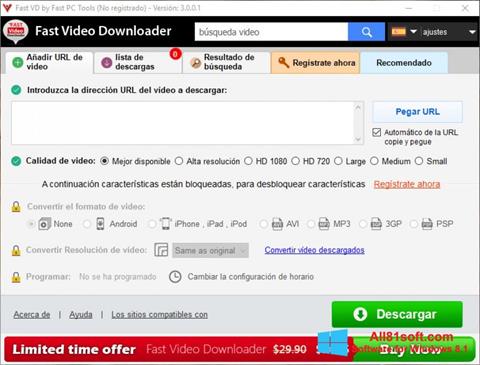 Petikan skrin Fast Video Downloader untuk Windows 8.1