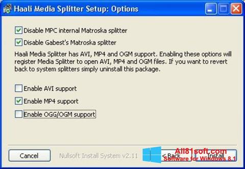 Petikan skrin Haali Media Splitter untuk Windows 8.1