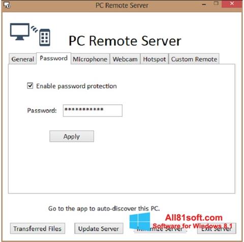 Petikan skrin PC Remote Server untuk Windows 8.1