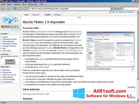 Petikan skrin Mozilla Firefox untuk Windows 8.1
