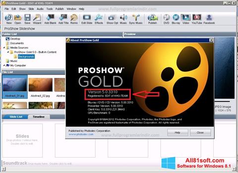 Petikan skrin ProShow Gold untuk Windows 8.1