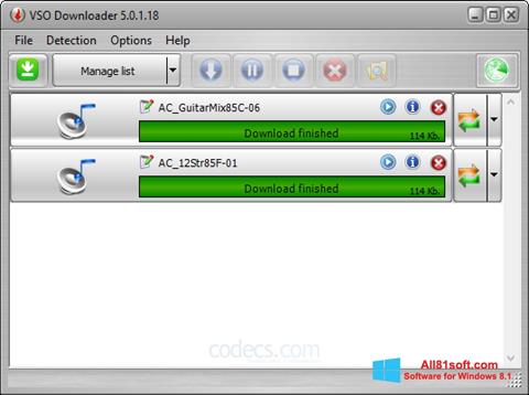 Petikan skrin VSO Downloader untuk Windows 8.1