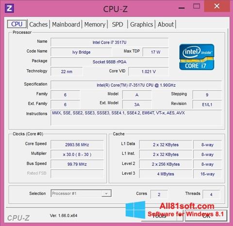 Petikan skrin CPU-Z untuk Windows 8.1