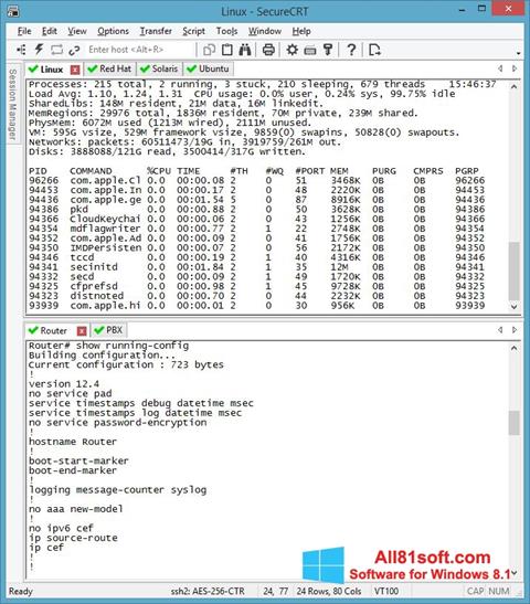Petikan skrin SecureCRT untuk Windows 8.1