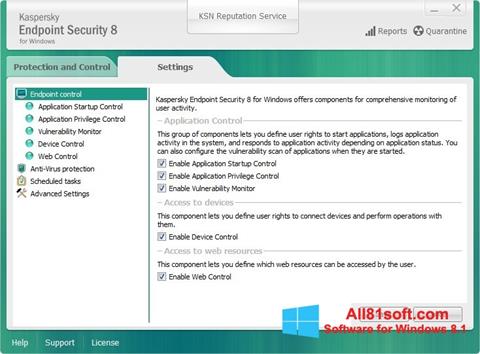 Petikan skrin Kaspersky Endpoint Security untuk Windows 8.1
