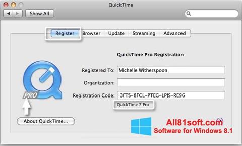 Petikan skrin QuickTime Pro untuk Windows 8.1