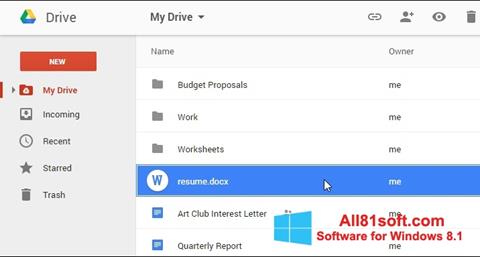 Petikan skrin Google Drive untuk Windows 8.1