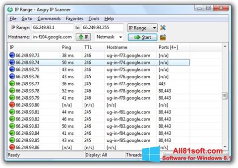 Petikan skrin Angry IP Scanner untuk Windows 8.1