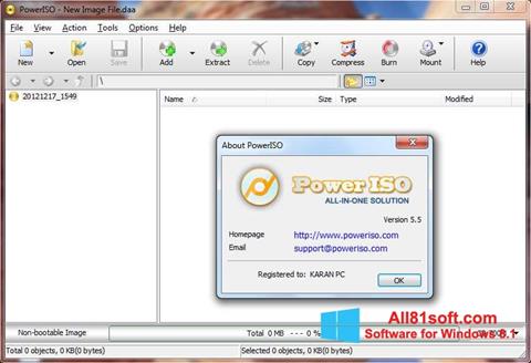 Petikan skrin PowerISO untuk Windows 8.1