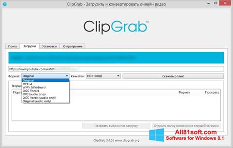 Petikan skrin ClipGrab untuk Windows 8.1