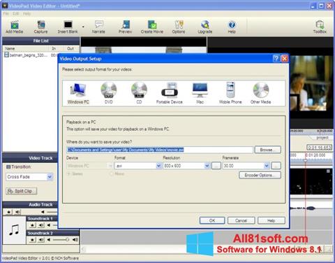 Petikan skrin VideoPad Video Editor untuk Windows 8.1