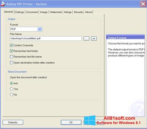 Petikan skrin BullZip PDF Printer untuk Windows 8.1