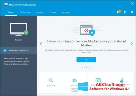 Petikan skrin McAfee Internet Security untuk Windows 8.1