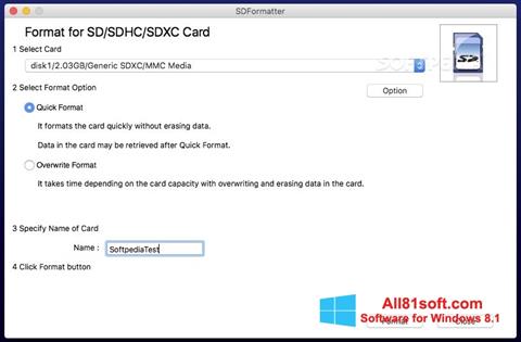 Petikan skrin SDFormatter untuk Windows 8.1