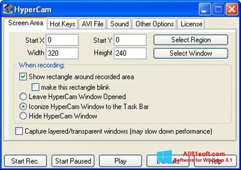Petikan skrin HyperCam untuk Windows 8.1