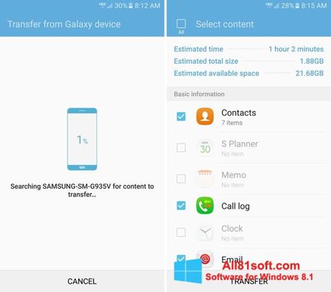 Petikan skrin Samsung Smart Switch untuk Windows 8.1