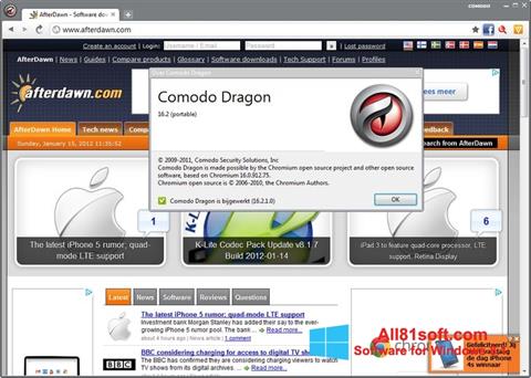 Petikan skrin Comodo Dragon untuk Windows 8.1