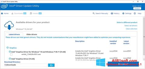 Petikan skrin Intel Driver Update Utility untuk Windows 8.1