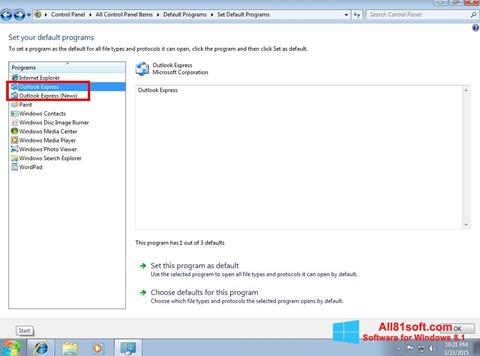 Petikan skrin Outlook Express untuk Windows 8.1