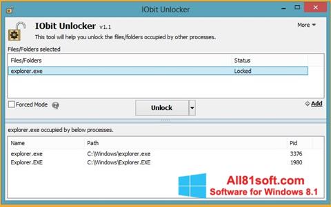 Petikan skrin IObit Unlocker untuk Windows 8.1