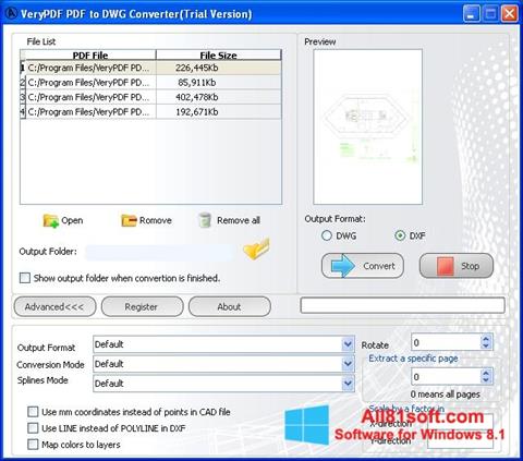 Petikan skrin PDF to DWG Converter untuk Windows 8.1