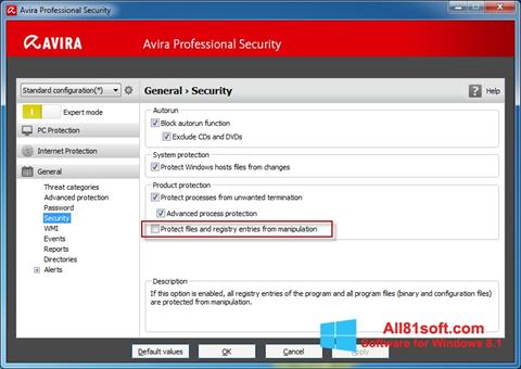 Petikan skrin Avira Professional Security untuk Windows 8.1