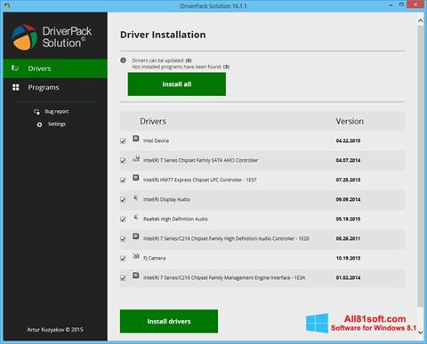 Petikan skrin DriverPack Solution untuk Windows 8.1