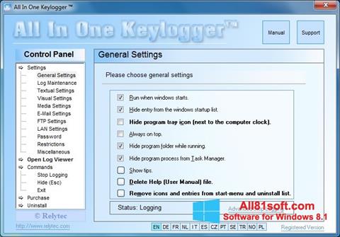 Petikan skrin Keylogger untuk Windows 8.1