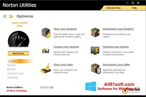 Petikan skrin Norton Utilities untuk Windows 8.1