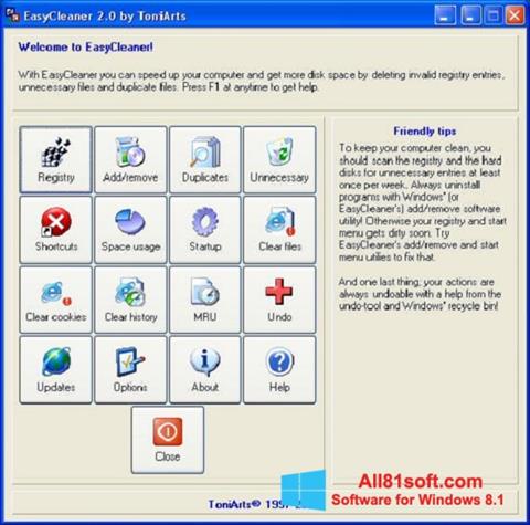 Petikan skrin EasyCleaner untuk Windows 8.1