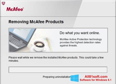 Petikan skrin McAfee Consumer Product Removal Tool untuk Windows 8.1