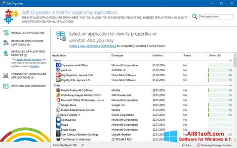 Petikan skrin Soft Organizer untuk Windows 8.1