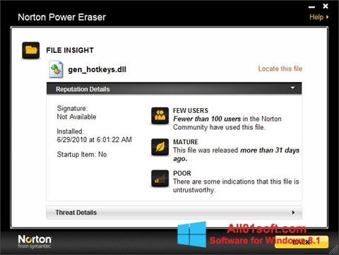 Petikan skrin Norton Power Eraser untuk Windows 8.1