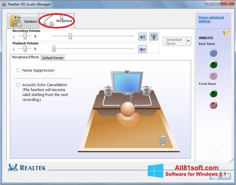 Petikan skrin Realtek Audio Driver untuk Windows 8.1