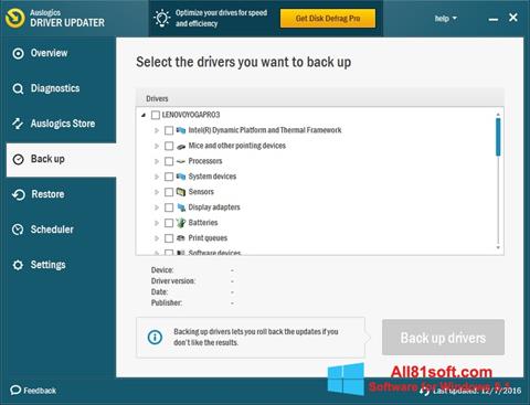 Petikan skrin Auslogics Driver Updater untuk Windows 8.1