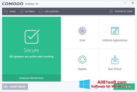 Petikan skrin Comodo Antivirus untuk Windows 8.1