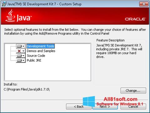 Petikan skrin Java Development Kit untuk Windows 8.1