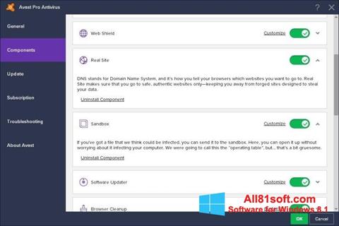 Petikan skrin Avast! Pro Antivirus untuk Windows 8.1