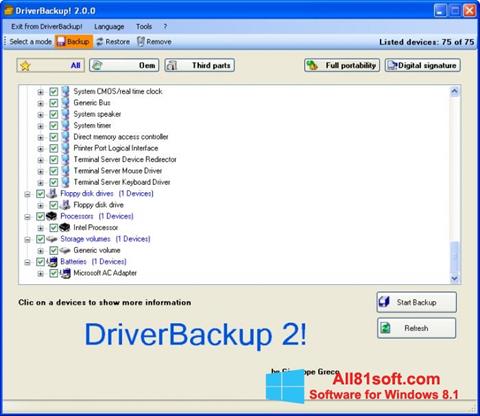 Petikan skrin Driver Backup untuk Windows 8.1