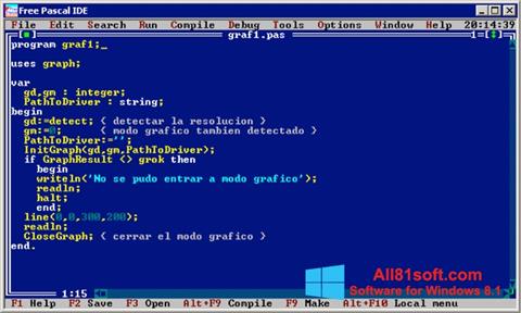 Petikan skrin Free Pascal untuk Windows 8.1